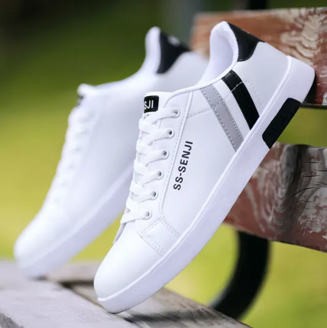 Running Sneakers for Men - Low Top Type - White Color - Casual Lace-Up Shoes for Every Season - Fashionable and